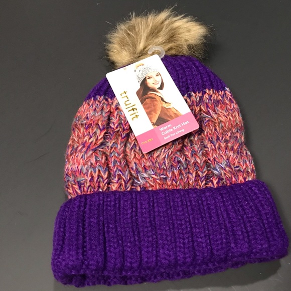 ✅🆕Purple & multi color fleece lined hat - Picture 6 of 8